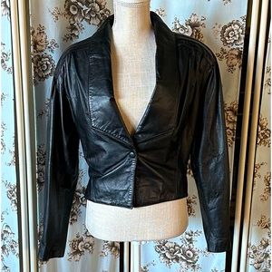 Amazing Vintage 1980s Black Leather Tailored Jacket